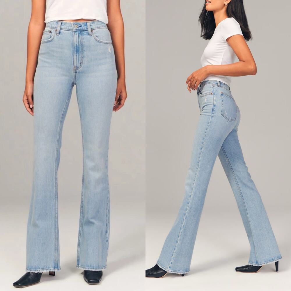 Abercrombie & Fitch The Vintage Flare High Rise Jeans Light Wash